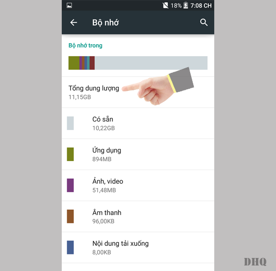 Kiểm tra dung lượng tổng, có sẵn